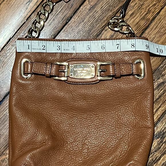 Michael Kors Hamilton Crossbody Bag Pebbled Butterscotch Leather Gold hardware - Picture 6 of 8